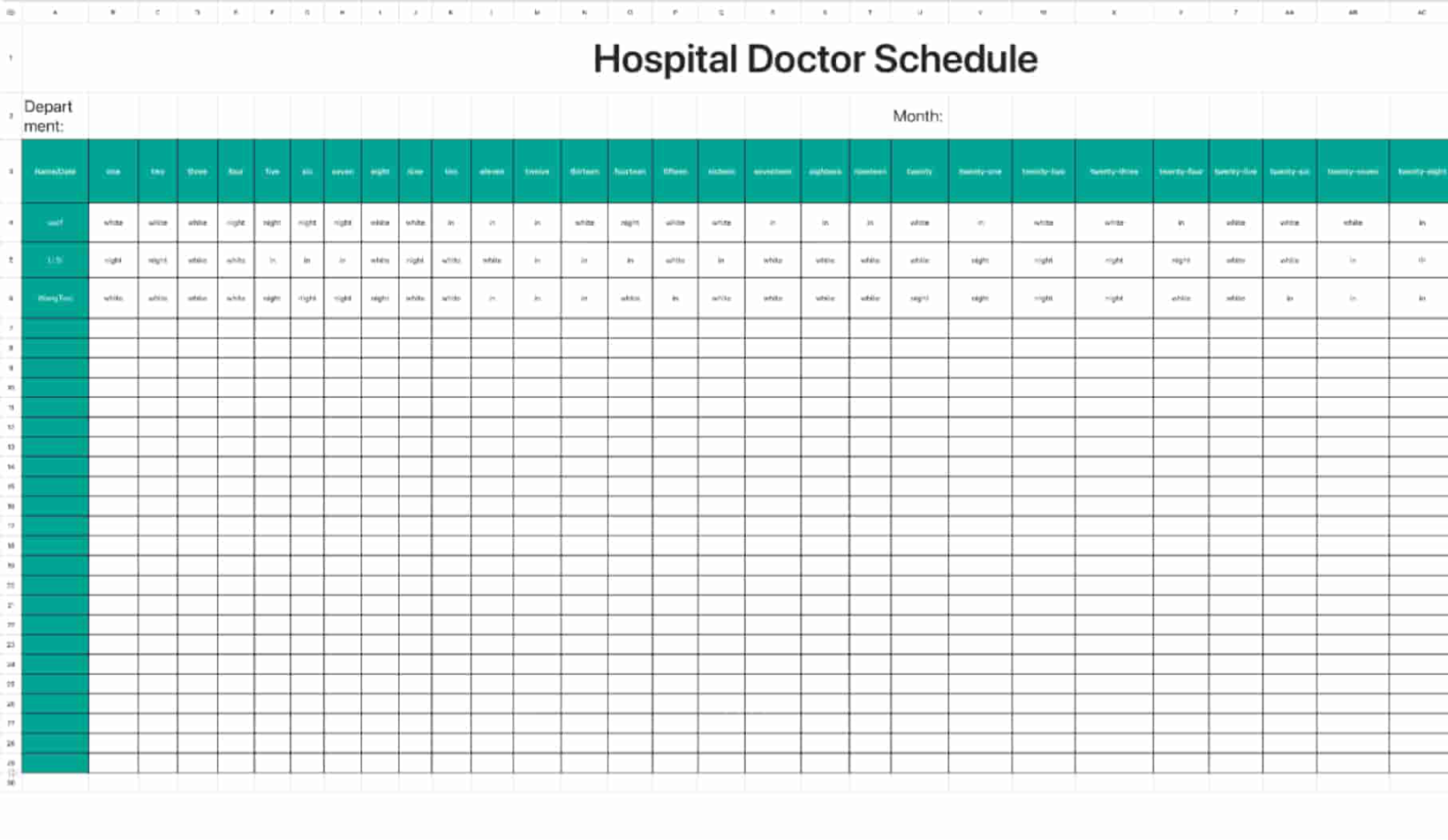 Hospital doctor schedule 12